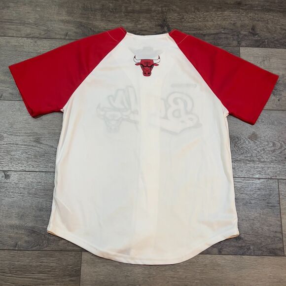 NBA Chicago Bulls Baseball Style Jersey Red White Black - Men's Size Medium - Picture 4 of 6